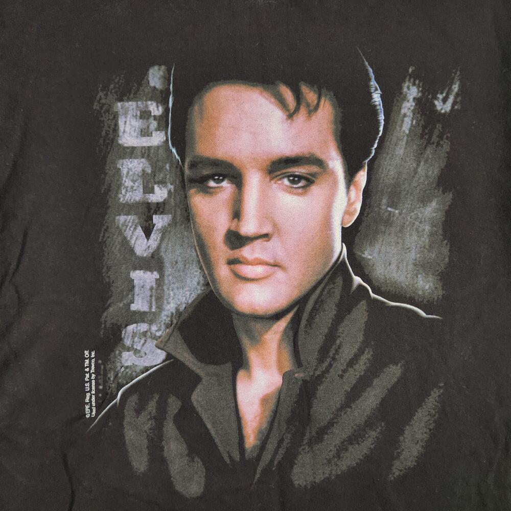 Vintage Elvis Presley Shirt Mens Medium Black Portrait Graphic Rock And Roll Y2K